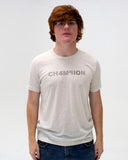 t. Weeyn CHAMPION (CH4M9ION) binary code men's oatmeal short sleeve t shirt