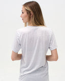 t. Weeyn CHAMPION (CH4M9ION) binary code women's grey short sleeve tee back view