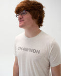 t. Weeyn CHAMPION (CH4M9ION) binary code men's oatmeal short sleeve t-shirt