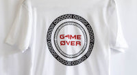 t. Weeyn Game Over binary code men's short sleeve white shirt close up