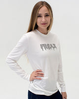 t. Weeyn FREAX binary code long sleeve women's white tshirt front view