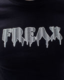 t. Weeyn FREAX linux inspired binary code short sleeve men's black tshirt front view close up