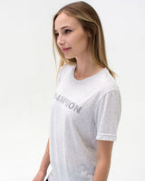 t. Weeyn CHAMPION (CH4M9ION) binary code women's grey short sleeve t shirt