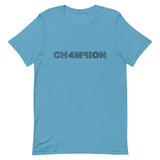 t. Weeyn CHAMPION (CH4M9ION) binary code men and women's unisex ocean blue short sleeve tee